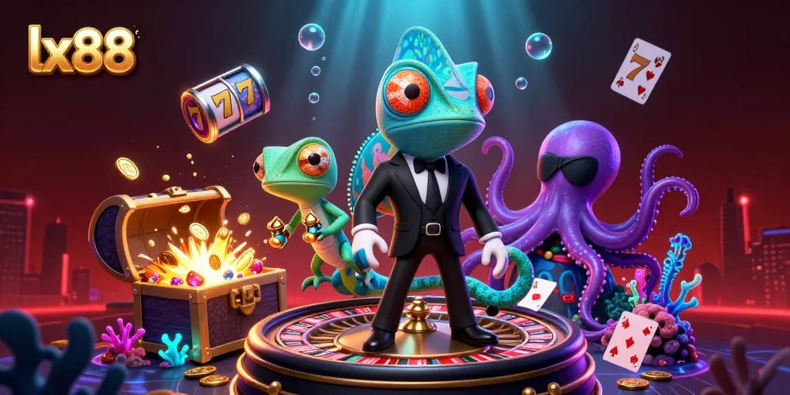 Experience high-stakes betting action at lx88 featuring colorful characters in an exciting casino scene.