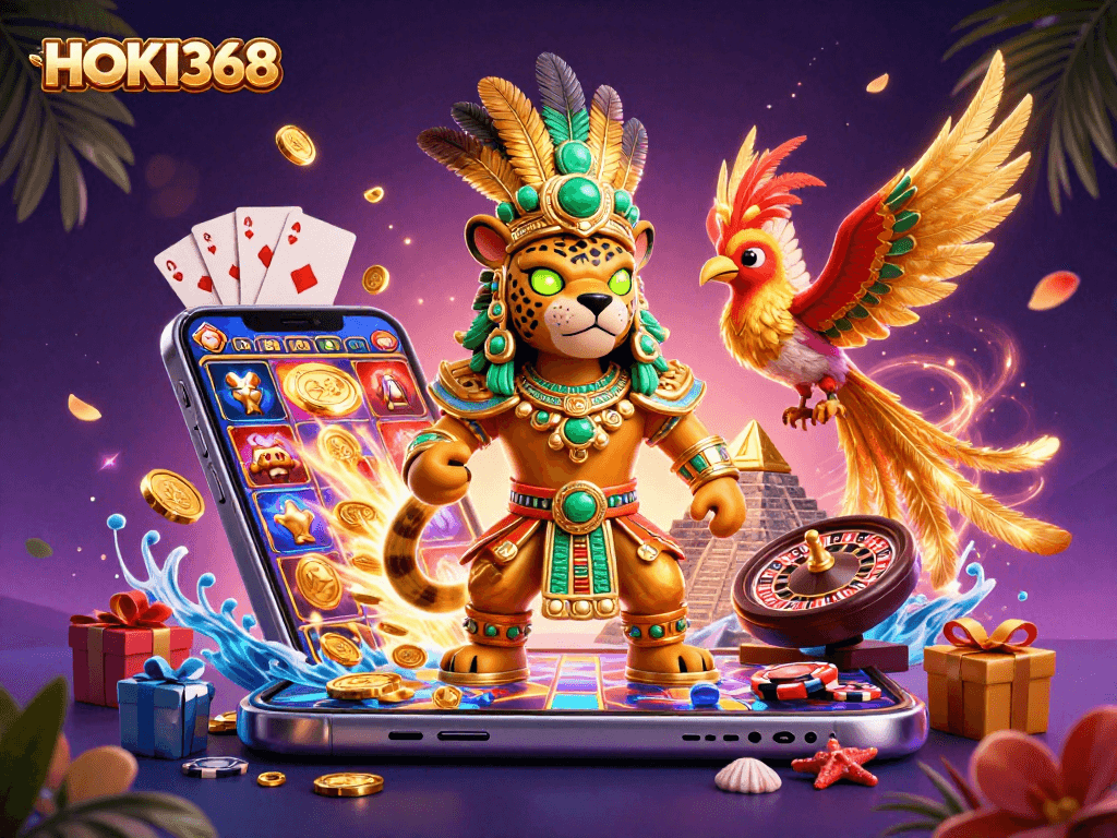 Engage with HOKI368’s immersive gaming experience featuring a Mayan jaguar priest.