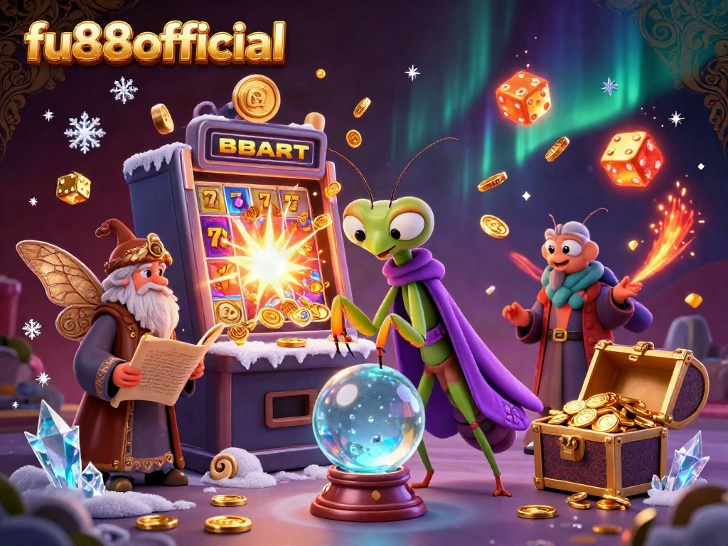 Engage in exciting casino games at fu88offical, showcasing a colorful slot machine bursting with prizes.