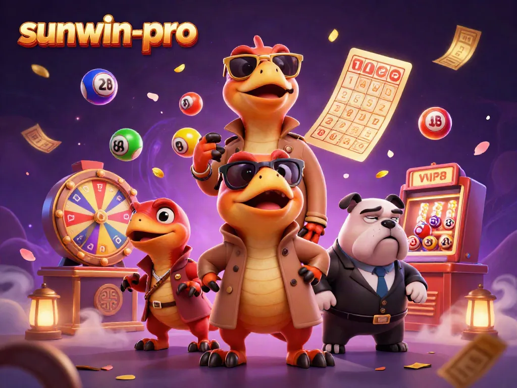 Engage with sunwin-pro's lively atmosphere featuring animated characters in a vibrant casino setting.