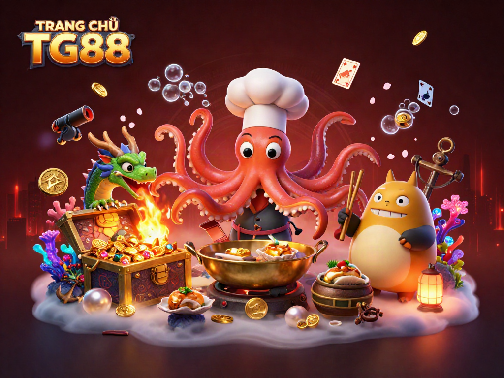 Experience thrilling fun at TRANG CHỦ TG88 as you watch cartoon characters engage in exciting gaming activities.