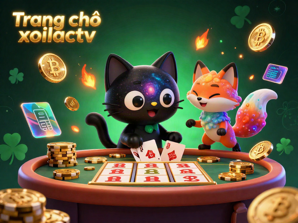 Engage with the cosmos at Trang chủ xoilactv, where a mystical black hole cat and a nebula fox draw in golden chips at a thrilling cosmic casino table.