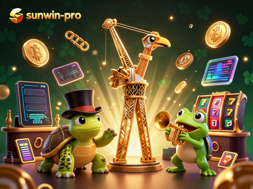 Experience the excitement of sunwin-pro with vibrant casino elements and 3D characters in a lively gaming scene.
