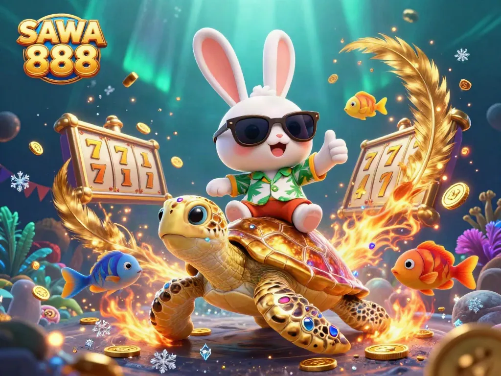 Spin the reels in SAWA 888's vibrant casino experience featuring lucky characters.