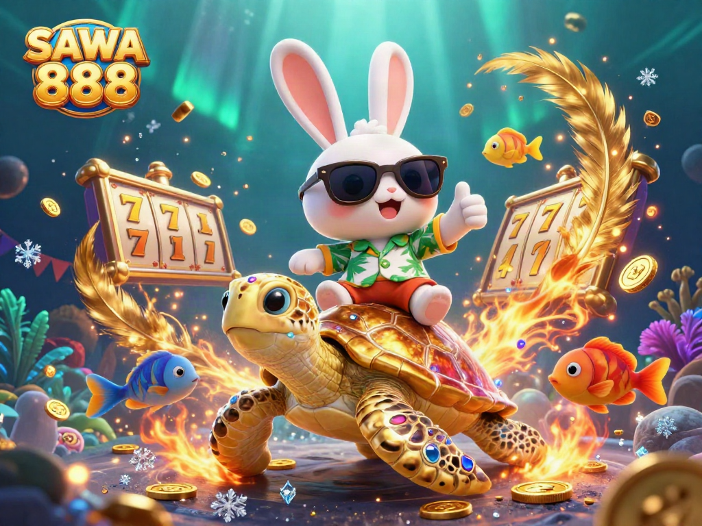 Spin the reels in SAWA 888's vibrant casino experience featuring lucky characters.