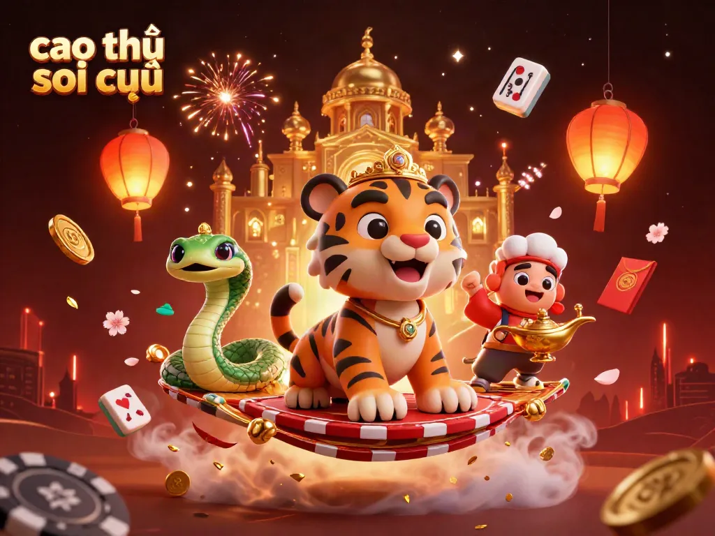 Engage in cao thủ soi cầu with a vibrant, animated scene centered around a sultan and casino-themed elements.