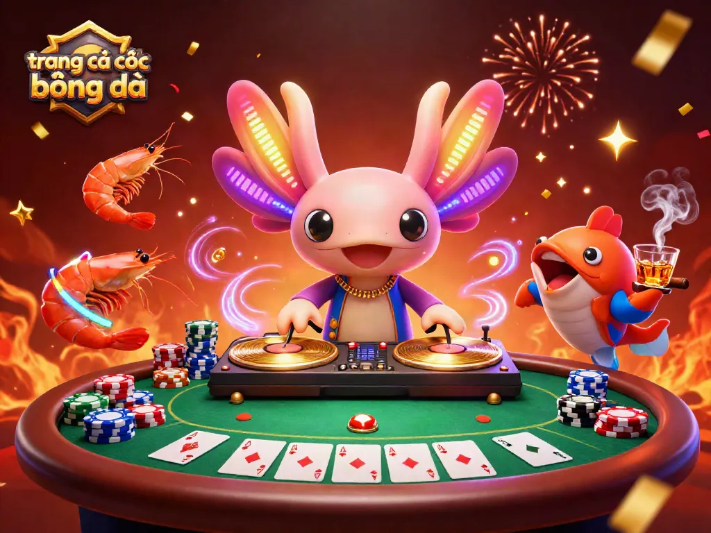 Experience the excitement of trang cá cược bóng đá with a vibrant scene featuring neon characters and poker elements.