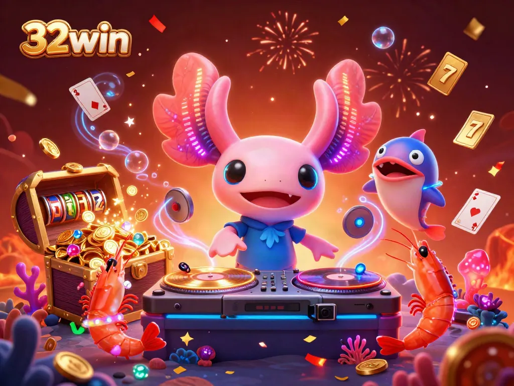 Engage with 32win's vibrant casino world through an energetic underwater DJ party!
