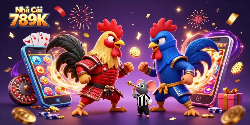 Engage in thrilling action at Nhà Cái 789K with vibrant gaming elements and dynamic roosters.