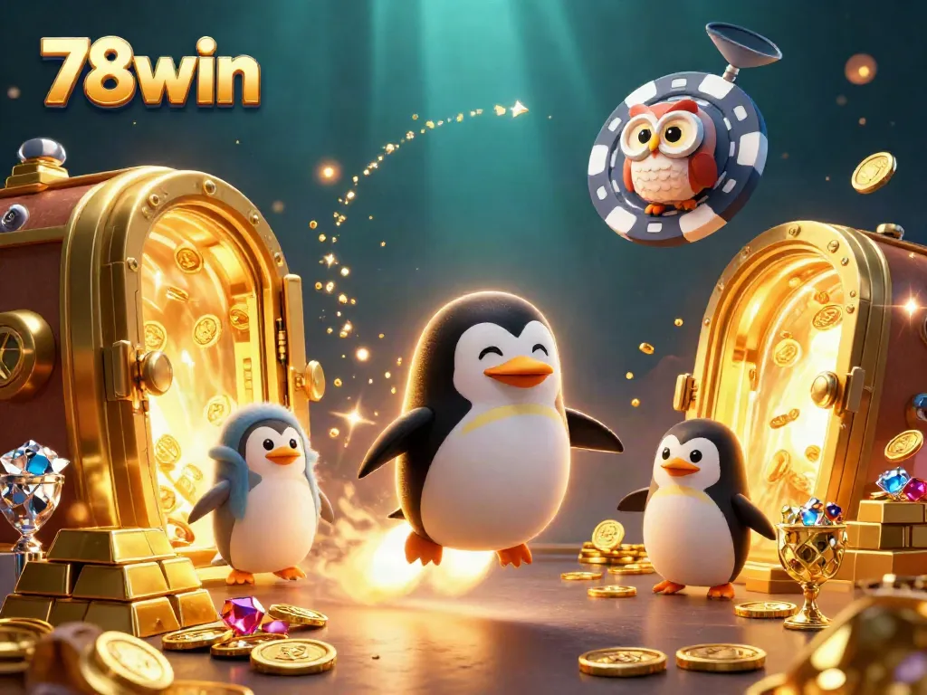 Experience thrilling wins with 78win as the golden penguin races to the casino!