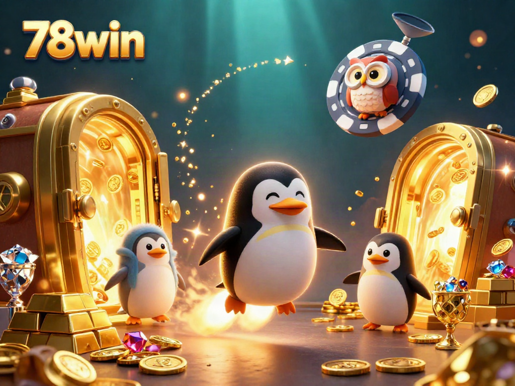 Experience thrilling wins with 78win as the golden penguin races to the casino!