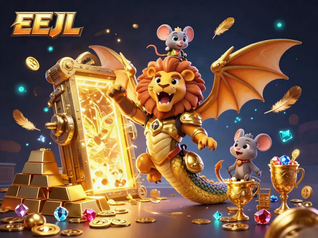 Experience the thrill of EEJL with a majestic chimera and treasures bursting from the vault.