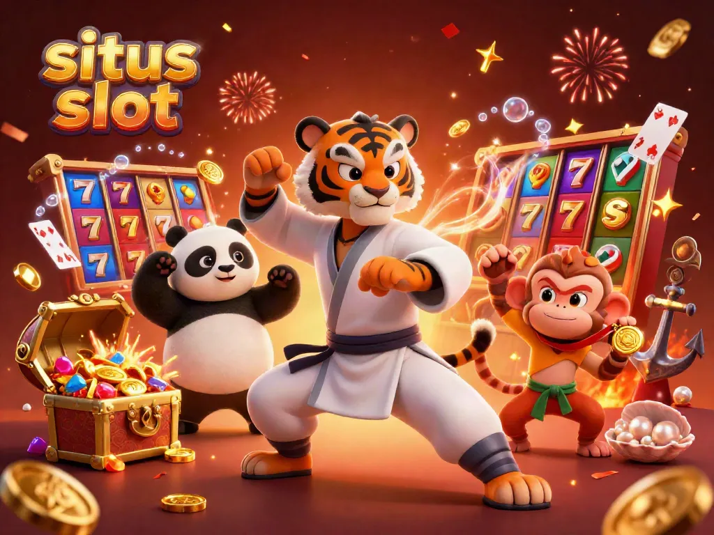 Experience exciting situs slot action with vibrant characters in a lively casino scene.