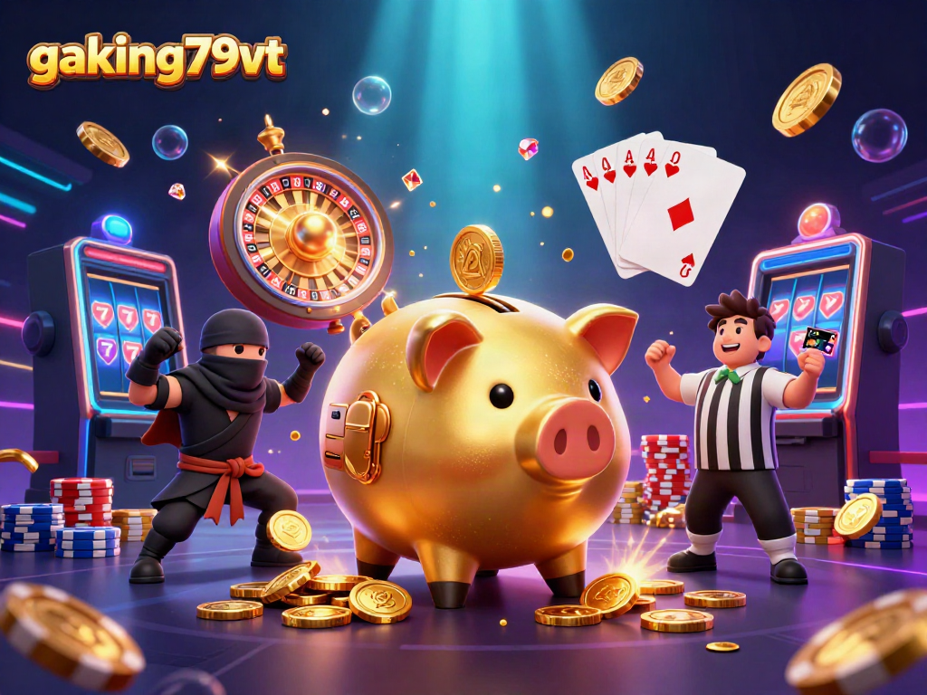 Experience thrilling victories at gaking79vt as the golden piggy bank sumo wrestler shakes out coins while the ninja and samurai keep the action alive.