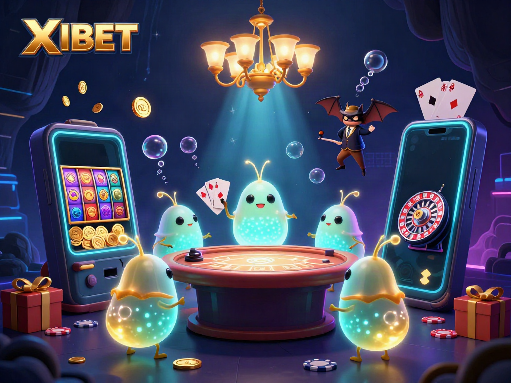 Experience the excitement at XIBET’s cave casino with vibrant glowworms illuminating the scene, engaging in thrilling games.
