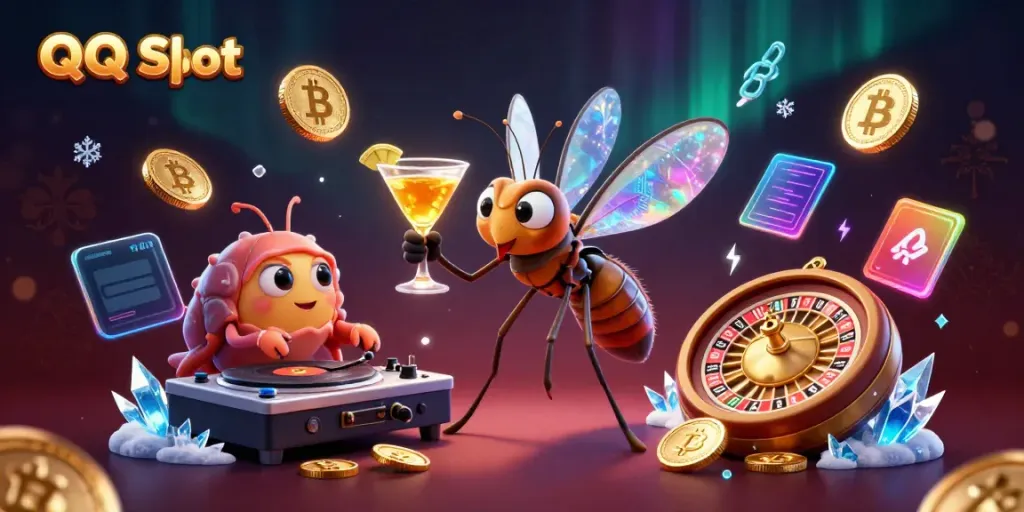 Experience QQ Slot in a vibrant, dynamic 3D scene featuring unique mascot elements and exciting gambling elements.