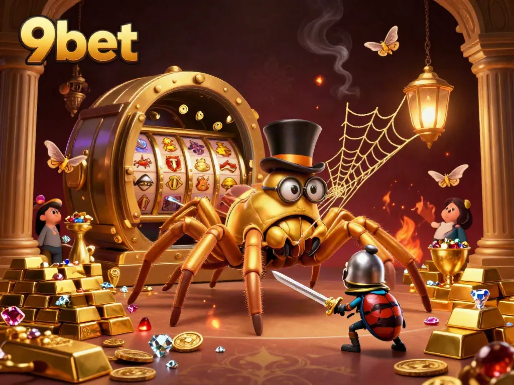 Experience thrilling wins at 9bet with vibrant symbols and dynamic characters in an engaging casino scene.