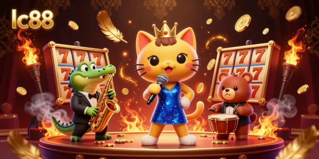 Experience the vibrant atmosphere of lc88 with a jazzy performance in a lively casino setting.
