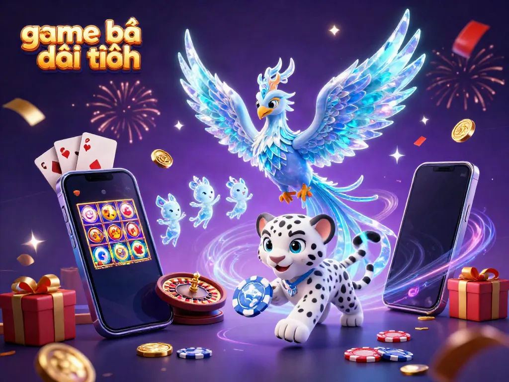 Spin to win with game bài đổi thưởng features a dazzling ice phoenix and playful characters.