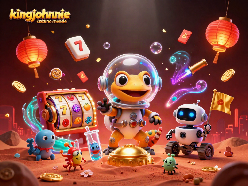 Experience the excitement at kingjohnnie online casino mobile with a vibrant Martian-themed scene full of gaming elements.