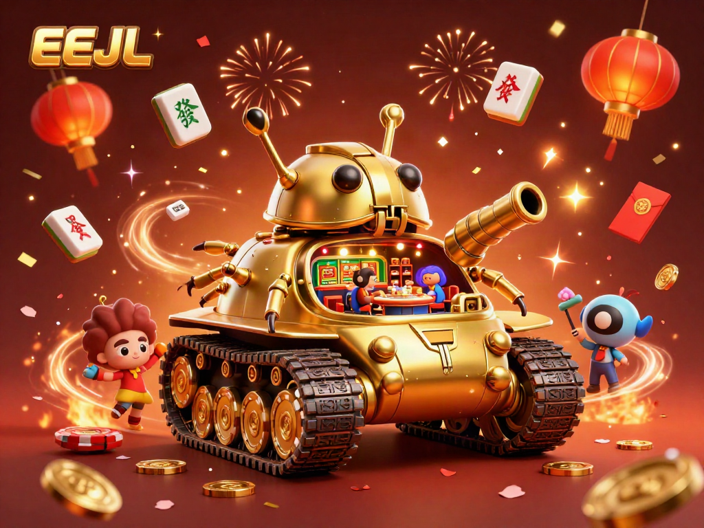 Experience EEJL's vibrant casino scene inside a golden beetle tank, bursting with excitement.
